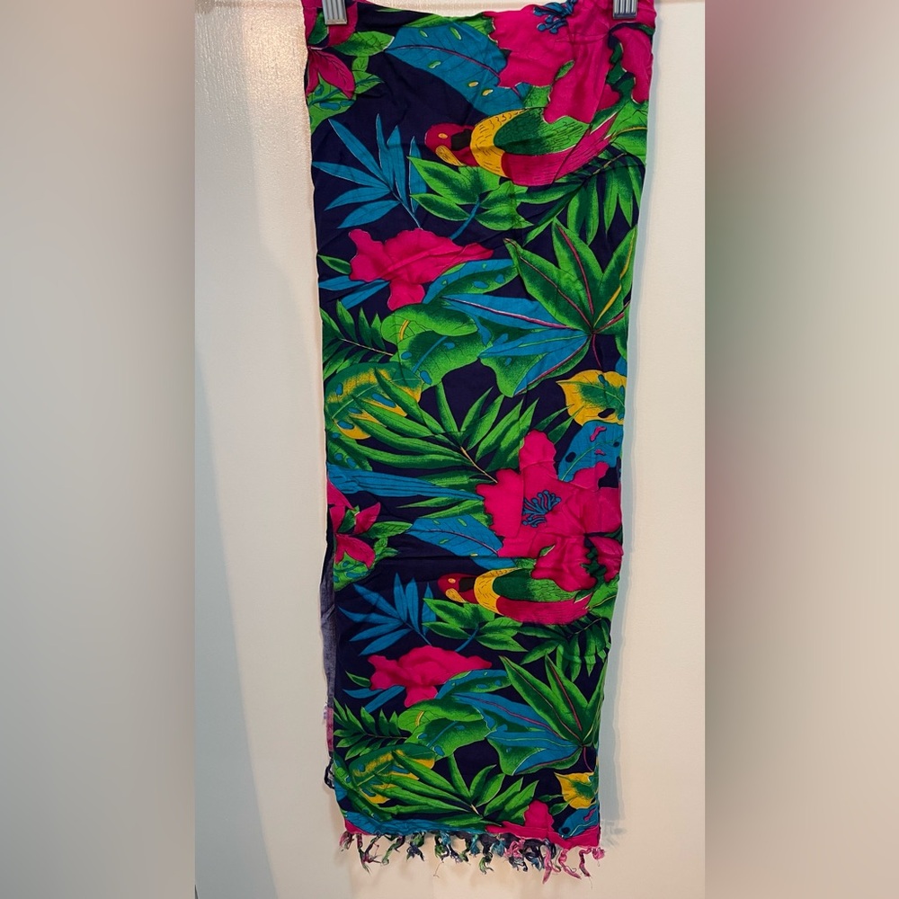 Tropical bird Print Sarong/ bathing suit Cover up